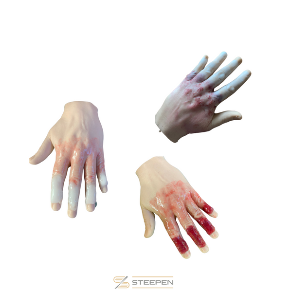 Hand finger frostbite simulators for 1st, 2nd, and 3rd degree